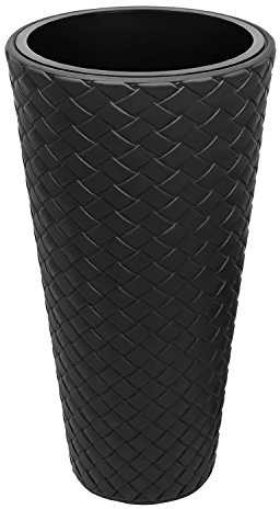 Prosperplast Blumenkübel Blumentopf H 78,5 cm anthrazit Pflanztopf Pflanzkübel Flecht-Optik