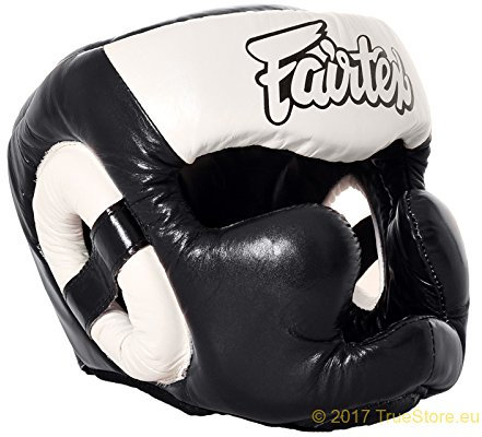 Fairtex Kopfschutz X-Vision Full Cover HG13F Thai Boxing, MMA, K-1 Head Gear Guard Schutz, Schwarz/Weiß L