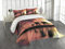 ABAKUHAUS Elefant Tagesdecke Set, Safari Wild Animals, Set mit Kissenbezug Weicher Stoff, für Einzelbetten 170 x 220 cm, Dunkles Korallen gelbes Siegel braun