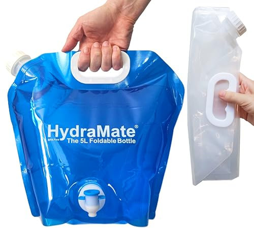 Water Carrier Camping Bottle Collapsible. 2 x 5L BPA FREE Water Containers. Lightweight Foldable Portable Bags For Camping, Picnics & Festivals. Moulded Handle, Easy To Carry. 10L Total. (With Tap)
