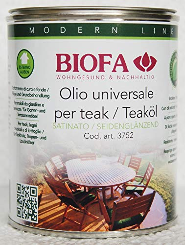 BIOFA 3752 Olio naturale universale per l' arredo in legno esterno Palissandro 5166 1 lt