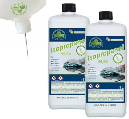 JaTop Reiniger Isopropanol 99,9% - Perfekter Reiniger inkl. Ausgießer - 2 Liter für Küche Haushalt & Industrie - Hochwertige Qualität made in Germany