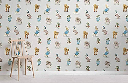 ZZXIAO Beatrix Potter Wallpaper Mural Wallpaper Grey Wall Sticker Border Living Room for Bedroom Rose Blue Mural Kids Rose Gold purple-400cm×280cm