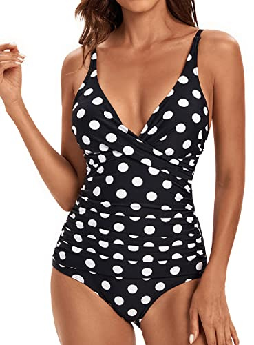 Viloree Womens Retro Slimming One Piece Swimming Costume Tummy Control Swimsuits