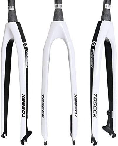 Forcella Carbonio Bici Corsa, Forcella Anteriore Per Bicicletta Fibra Carbonio 26/27.5/29 Pollici Parti durevoli per Bici da Strada a Forcella Fissa Forcella in Carbonio Bici da Corsa,Bianca,26inch