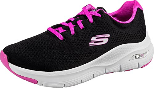 Skechers Women's Arch Fit-Big Appeal Sneaker, Black Mesh/Fuchsia Trim, 4.5 UK