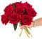cn-Knight 12 x Samtrosen künstliche Blumen, 30,5 cm, künstliche Rosen mit Stiel und Blättern, samtige Blumen für Heimdekoration, Tafelaufsatz, DIY-Blumenstrauß-Zubehör, rot