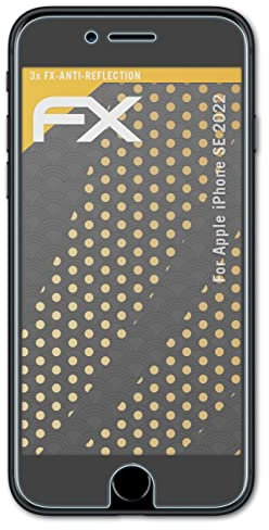 atFoliX Panzerfolie kompatibel mit Apple iPhone SE 2022 Schutzfolie, entspiegelnde und stoßdämpfende FX Folie (3X)