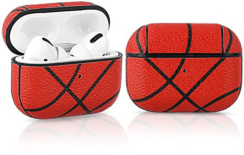 Derhom Silikon Niedliche Lustige Abdeckung Kompatibel mit Apple Airpods Pro[Leather Series] (Basketball)