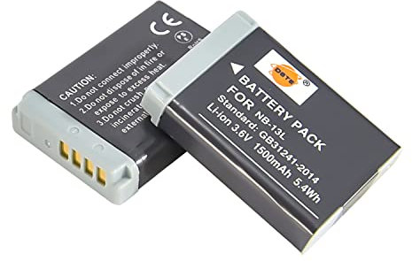 DSTE 2PCS NB-13L wiederaufladbarer Li-Ion-Akku, kompatibel mit Canon PowerShot G5X, G7X, G9X, G5 X Mark II, G7X Mark II, G9X Mark II, SX740 HS, SX720 HS, SX620 HS
