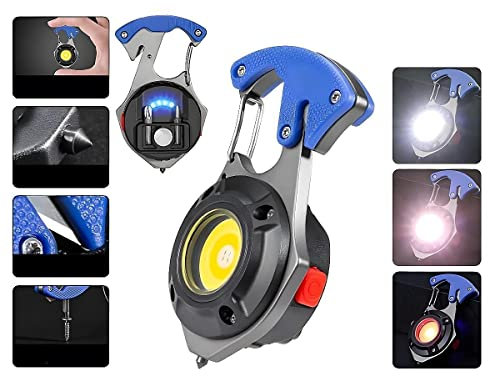Smnlour Mini Keychain Flashlight 1000Lumens,Waterproof Keyring Torch 7 Light Modes,500mAh Portable Pocket Light with Window Hammer Seat Belt Cutter Screwdriver Magnet Base Emergency Light