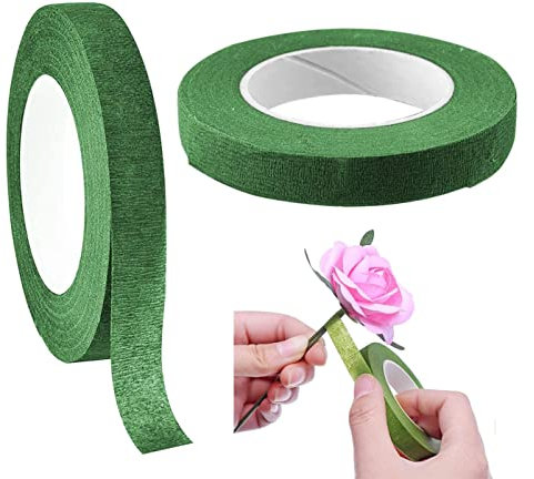 BOBOZHONG Blumenklebeband,2 Stück Florales Klebeband,Selbstklebendes Floristenband Grün, Klebeband Gartenband Stem Tape Kreppband Blumendraht Dekoration für Bouquet Blumen DIY Kunsthandwerk