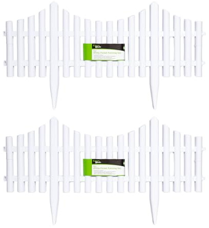 Samuel ALEXANDER 2 x 33cm 4 Piece Set White Wood Effect Picket Fence Garden Edging