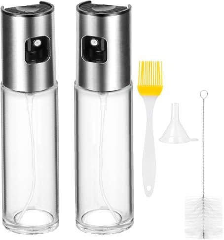 CUESVAP Pulverizador Aceite Spray, 2 Piezas 100ml Spray Aceite Cocina, Bote Dosificador Aceite Cristal para freidora aire