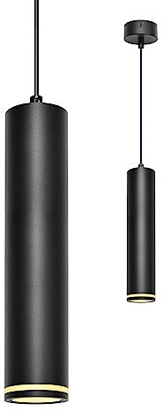 BOYIR Pendelleuchte Modern Zylinder Schwarz Hängelampe 30cm, Hängeleuchte Höhenverstellbar Aluminium Kronleuchter mit GU10 Fassung max. 60 Watt Pendellampe Deckenlampe für Wohnzimmer Schlafzimmer