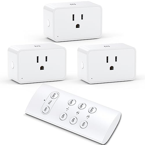 G-Homa Wireless Electrical Outlets with Remote Control, 1875W/15A, 100FT Range, ETL Listed - 3 Sockets + 1 Remote