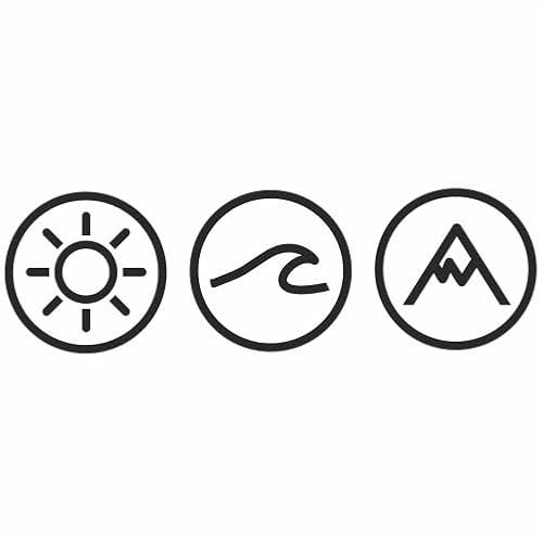 KLEBEKÖNIG Aufkleber Sonne Welle Berg Kreise - Sticker Autoaufkleber Scheibenaufkleber Motorradaufkleber Meer Camping - 2 Größen (45 cm x 14 cm)
