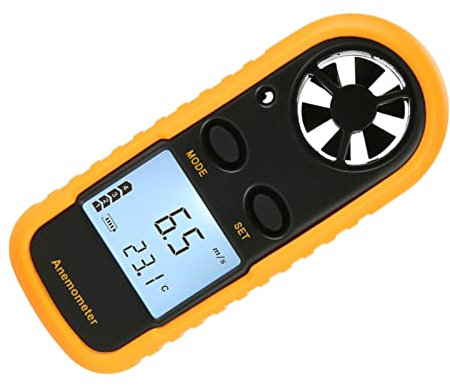 Wind Speed Anemometer, LCD Display Digital Handheld Anemometer Wind Speed Meter Gauge with 5 Units Selection Manual Automatic Switch for Outdoor Detection