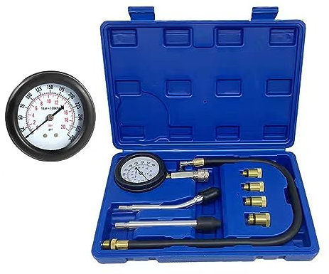 TONZACK Comprobador de compresión estándar, gasolina 0 – 20 bar y 0 – 300 psi, probador de compresión de coche para comprobar la compresión del motor de coche M10 M12 M14 M18