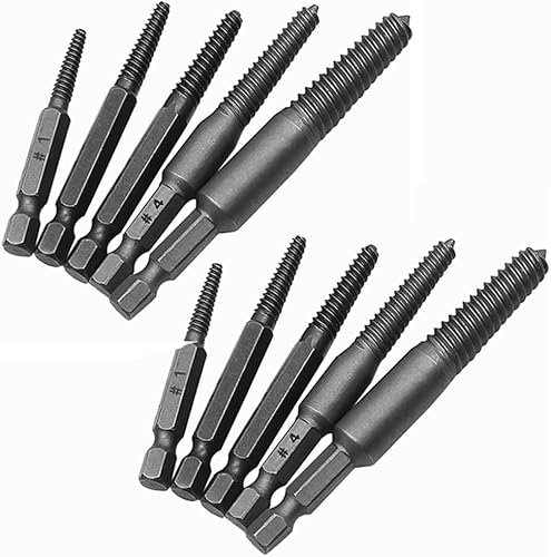 Bestgle 10 pièces Extracteur de vis Cassée, Ensemble D'extracteurs de Goujon vis Dénudés Endommagés, Dents Fines à tige Hexagonale, Outil de Retrait de Boulons Endommagés, kit de Retrait Facile