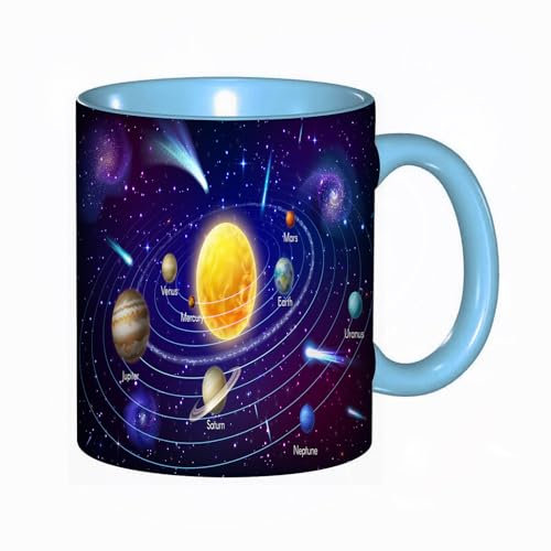 Kaffeebecher Mug,Merkur, Venus und Erde, Mars, Jupiter, Saturn und Uranus oder Neptun drehen sich um die Umlaufb,kaffeebecher porzellan, tasse Füllmenge 330 ml - sehr interessante bedruckte Teetassen