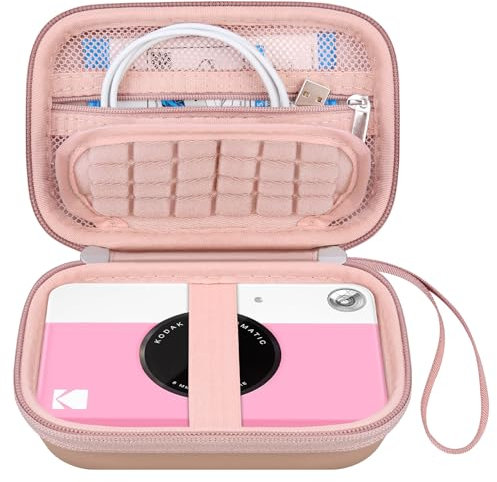 Custodia Canboc compatibile con Printomatic Digital Instant Print Camera, cerniera Mesh Pocket fit carta fotografica e cavo, oro rosa (solo custodia)