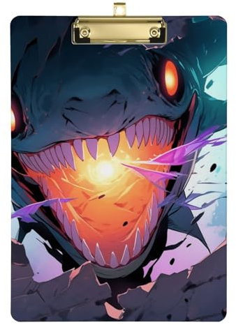 Ferocious Porte-bloc mural cassé noir avec motif requin fluo pour filles