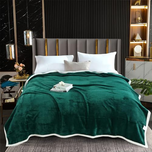 Luofanfei Wohndecke Grün Dunkelgrün Tagesdecke Schlafzimmer Plüsch Fleece Decke Sofaüberwurf Modern Natürlich Tiere Muster Sofa überwurf 180x200 cm