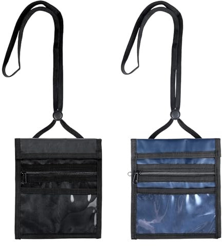 Wilsonzin 2 Stück Kinder Geldbeutel Brusttasche Umhängegeldbeutel Reisegeldbeutel Tasche Reisegeldbeutel Tasche Umhängegeldbeutel Brusttasche für Passport, Kreditkarten,Handy (Schwarz/Blau)