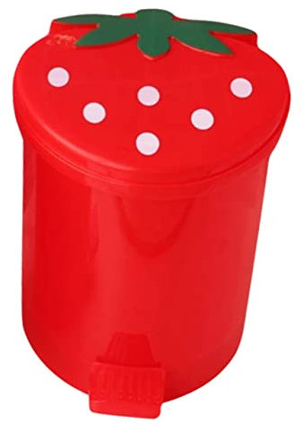 HOOTNEE Cubo de basura de escritorio Cutecore Cubo de basura Cesta de papel de basura para habitación de los niños, cubo de basura de fresa, cubo de basura bonita decoración para dormitorio, cubo de