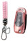 MEDZUK Coque Clé Compatible avec Ford Fiesta MK8 St Line 2018-2024 2025 Coque de Protection pour clé de Voiture TPU, Accessoire Étui pour Clés avec Porte-clés (Rose)