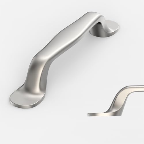Amerdeco 10 Pack Brushed Satin Nickel Retro Cabinet Pulls 3.75 Inch(96mm) Hole Centers Kitchen Cabinet Handles Solid Zinc Alloy Cabinet Hardware Drawer Pulls AM009