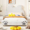 FEZTOY Bett 140x200 mit Lattenrost Kinder Mädchen Doppelbett, Kinderbett, Bärenform, Bettgestell, Jugendbett, Bett für Jungen und Mädchen, Velours, ohne Matratze