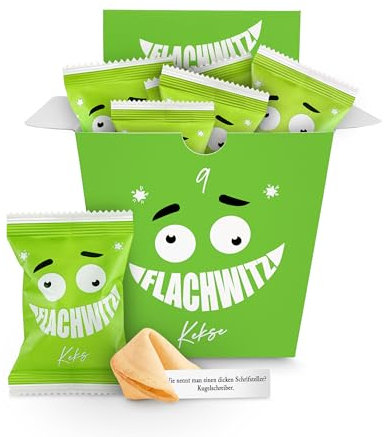 Glückskekse Flachwitze 9 fortunes cookies in grün | Glückskekse lustige Flachwitze für Kinder und Erwachsene zur Party, Geburtstag, Candybar, Geschenk | Kekse frisch gebacken vegan & made in Germany