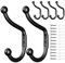 Small 3.74 Wall Hooks for Hanging Coats - Wall Mounted Black Screw-In Hooks for Wall, Door,Bathroom, Shower, Closet, Mudroom, Metal Hangers for Towels, Clothes,Purses, Bag, Keys, Hats, 6 Pack