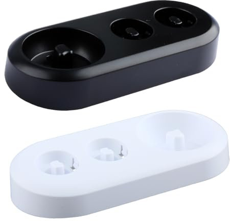 GroveEss Electric Toothbrush Holder Compatible With 2 Heads, Plastic Organizer Stand for Oral B (White+Black)