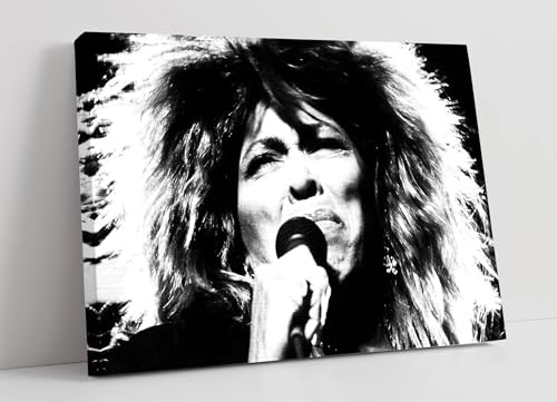 Tina Turner black and white vintage style Canvas Wall Art Picture Print - 12 inch wide x 8 inch high (Frame Depth 30mm)