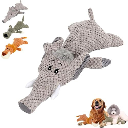 Wowpetsmart Invincible Chewanimals, Interaktives Quietschendes Hundespielzeug für schwere Kauer, Spielzeug für kleine, mittelgroße und große Hunde (Elefant)