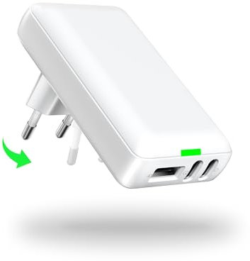 VPSUN Flach USB Ladegerät,3 Ports Abgewinkelt Netzteil USB C Flaches mit 20W PD Schnellladegerät,Flacher Ladestation Netzadapter für iPad,iPhone 15/16,Samsung