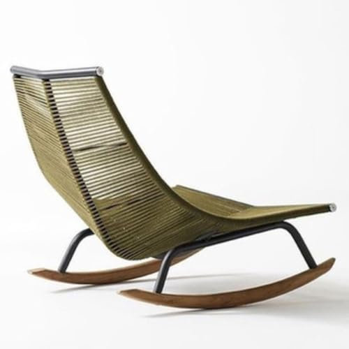 Moderner Schaukelstuhl aus Korbgeflecht für Terrasse, Balkon, Rattan-Weben, Liegestuhl, grüner Schaukelstuhl, ohne Kissen