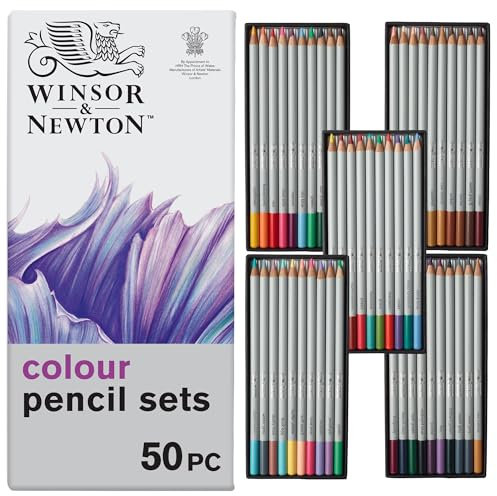 Winsor & Newton 2090008 Studio Collection Farbstifte im Set - 50 lebendige Farben im Metallkasten, bruchsicher, weiche Farbabgabe, Malstifte für Erwachsene & Künstler