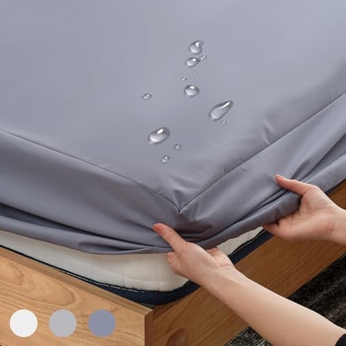 Z-HOM Spannbettlaken Wasserdicht, Mikrofaser, wasserdichte bettlaken mit Wasserdichter Kunststoffschicht, Matratzenhöhe bis 30 cm, Öko-Tex Zertifiziert (Dunkelgrau, 160x200x30 cm)