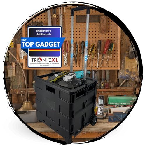 TronicXL Werkzeugtrolley Werkstattwagen Putzwagen Putztrolley Transport Roller mit Box Trolley Transportroller mit großen Reifen Transporttrolley mit Kiste