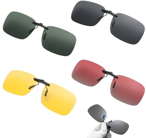 Vyanveo 4 Stück Sonnenbrillen Aufsatz Brille Clip on Sonnenbrille,Randlose Brillenaufsatz Sonnenbrillen Clip für Brillenträger,Damen und Herren Für Fahren, Angeln, Bergsteigen und Reisen Im Freien