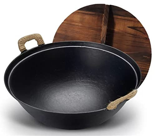 YIHANSS Wok with Pot Lid Cast Iron Pot Soup Saucepan Nonstick Pot Casserole Gas Cooker Kitchen Cooking Pot(40cm)