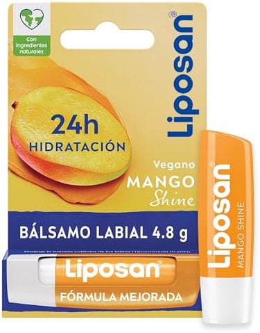 Liposan Mango Shine (1 x 4,8 g), cacao de labios con aroma a mango, bálsamo labial, bálsamo hidratante para unos labios bonitos, suaves y jugosos