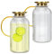 Jarra de vidrio de 2 litros con tapa, paquete de 2 jarras de agua clásicas con rayas verticales de 68 onzas, jarra de agua de vidrio para infusión fría, café, limonada, bebida, leche, té de sol helado