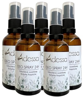 Adessa DEO SPRAY 24h, 5er Set (4+1), 50ml, Deodorant mit Aloe Vera und Panthenol