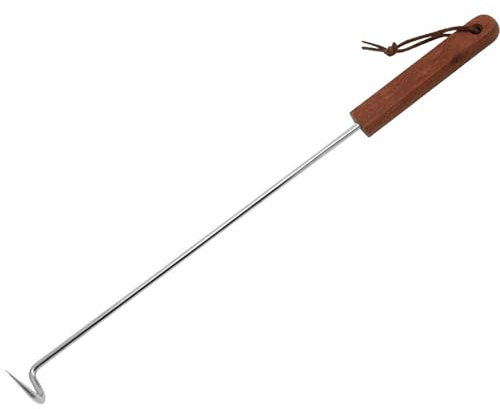 Uqezagpa Praktischer Fleischhaken aus Edelstahl und Holz zum Aufhängen und Trocknen von Specken mit stabilen Designs u