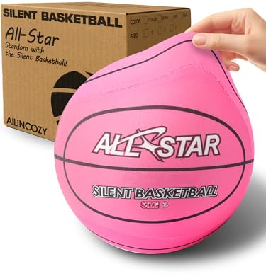 Mess Free Silent Basketball, Stoffbezug, weicher Schaumstoff, Airless-Basketball, hohe Sprungkraft, geräuschfreier Trainingsball, Geschenkverpackung, sicher für Indoor-Aktivitäten, Größe 3, Rosa 2025